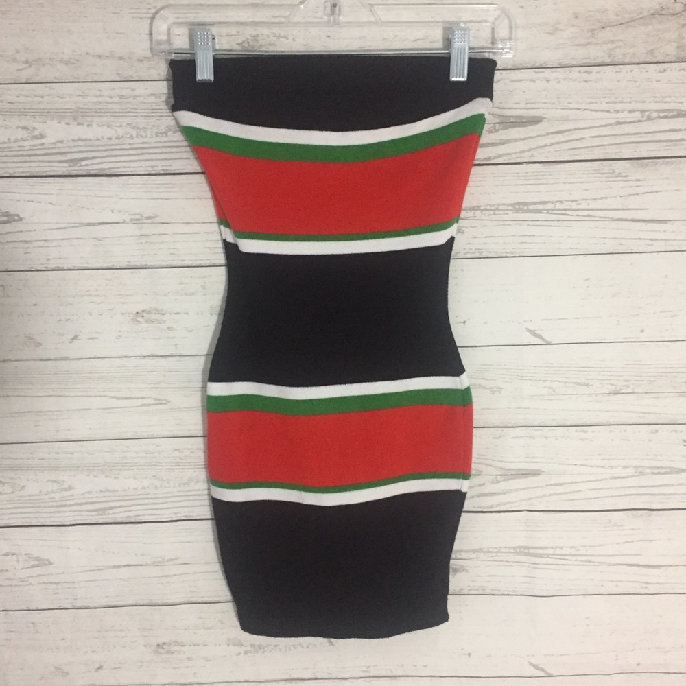 Strapless tube top style festive mini dress small